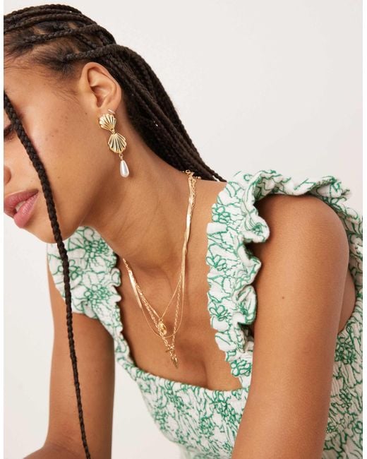 Nobody's Child Natural Maya Ruffle Shoulder Tiered Midi Dress