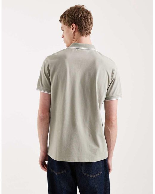New Look Natural Tipped Pique Polo T-shirt for men