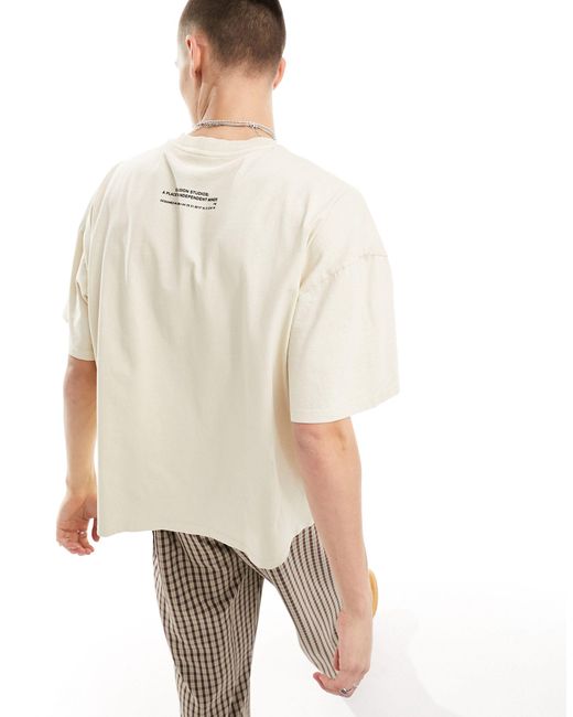Studios - t-shirt oversize en tissu épais - taupe délavé Collusion pour homme en coloris Natural