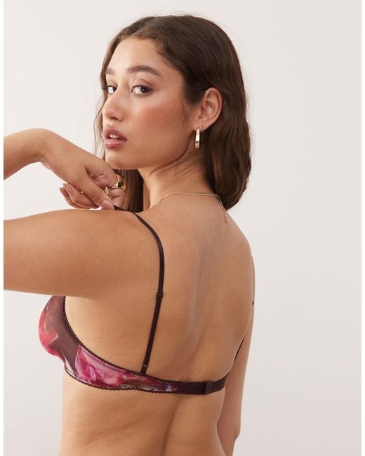 Monki Brown Mix And Match Soft Mesh Triangle Bra