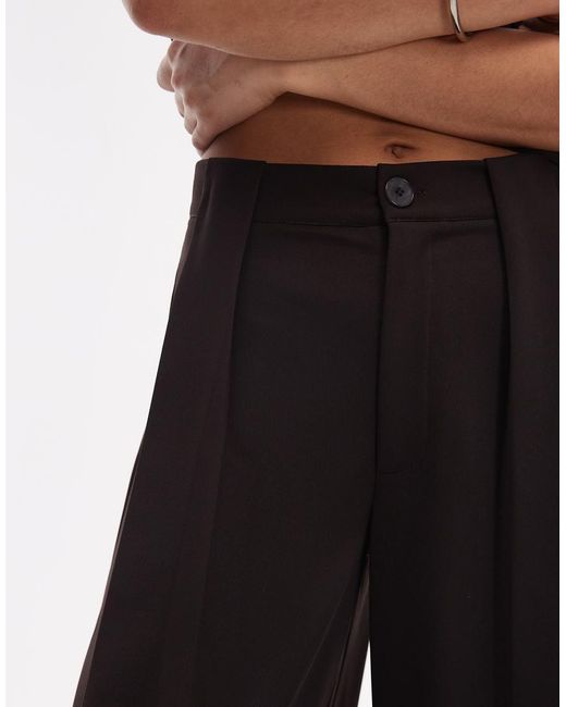 ASOS Brown Co-ord Slinky Twill Tailored Tab Detail Wide Leg Trouser