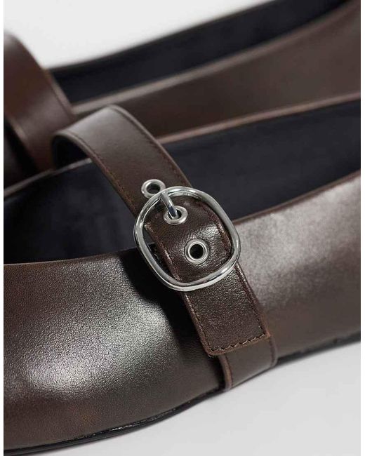 Mango White 100% Leather Strap Detail Flat Shoe