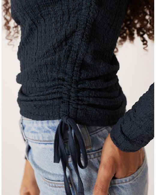 ASOS Blue Bubble Texture Long Sleeve Top
