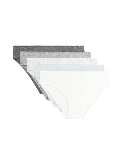 Oysho White 5 Cotton Blend Classic Briefs, Rib And Plain