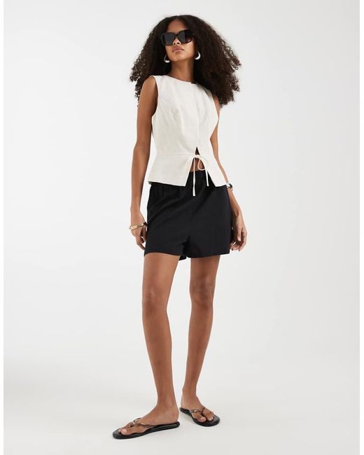 ASOS White Tailored Tie Waistcoat With Linen