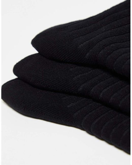 Weekday Black Bella 3 Pack Ribbed Socks