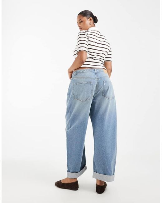 ASOS Blue Asos Design Curve High-rise Relaxed Roll-up Jeans