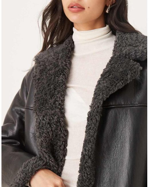 Gina Tricot Natural Short Teddy Pu Belted Jacket