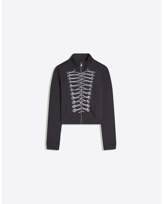 Bershka White Fitted Graphic Jacket