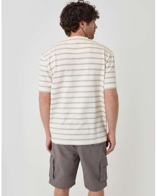 Threadbare Gray Relaxed Fit Stripe Cotton T-Shirt for men
