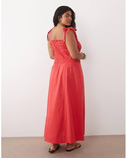 Esmee Curve Red Sleeveless Maxi Beach Dress With Trim