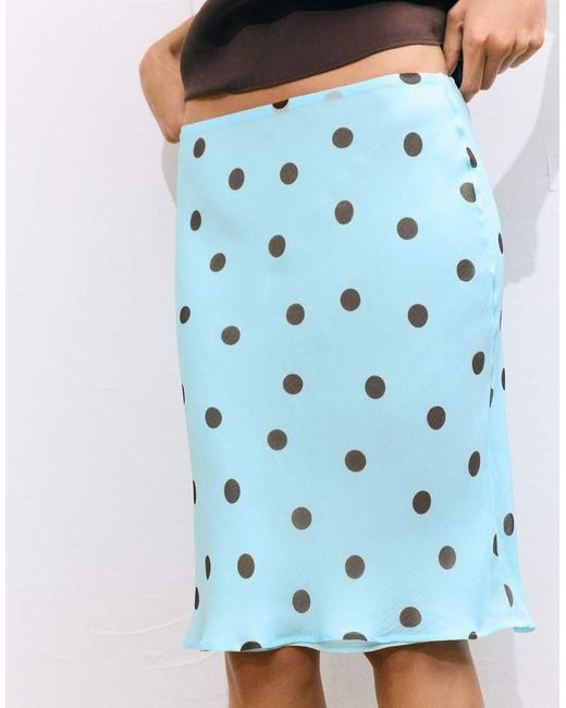 Pull&Bear White Polka Dot Straight Skirt