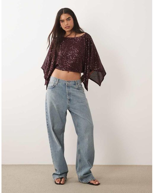 ASOS Brown Sequin Cape Top