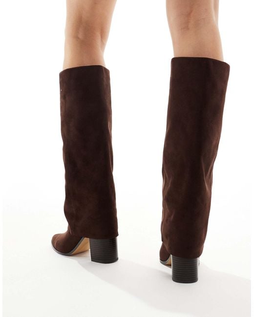 London Rebel Brown Elena Fold Over Knee Boots