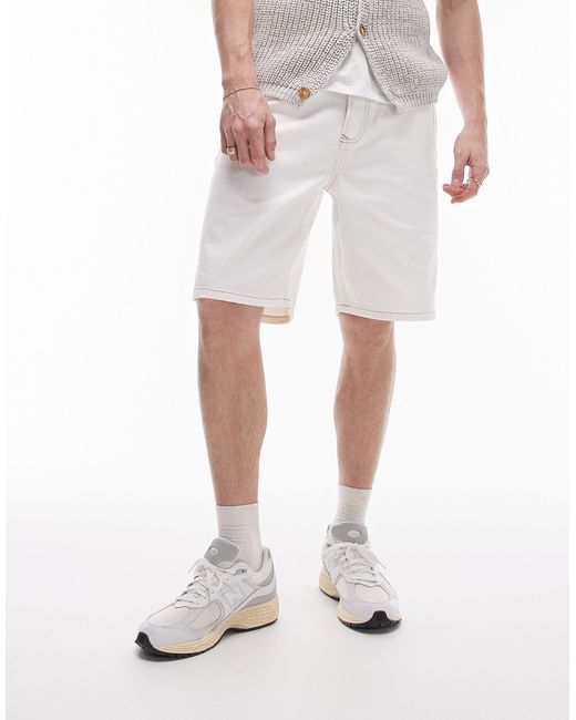 Topman White Wide Leg Denim Shorts for men