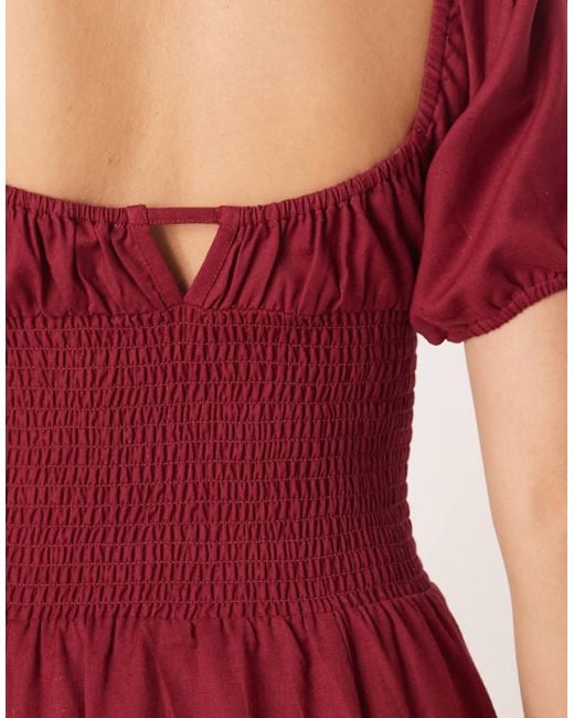 esmé studios Red Esmee Puff Sleeve Tie Front Maxi Beach Dress