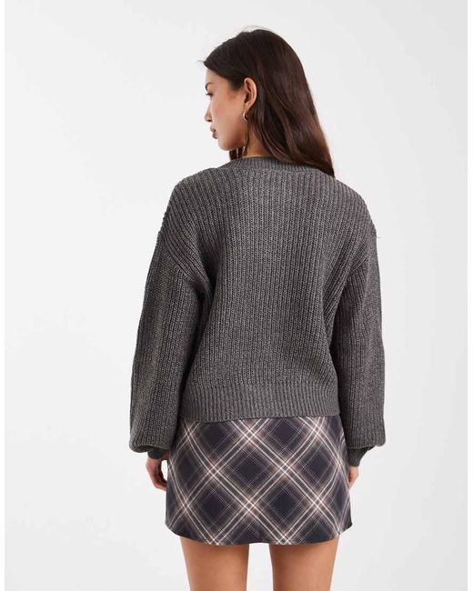 Vero Moda Gray Chunky Rib Round Neck Cardigan