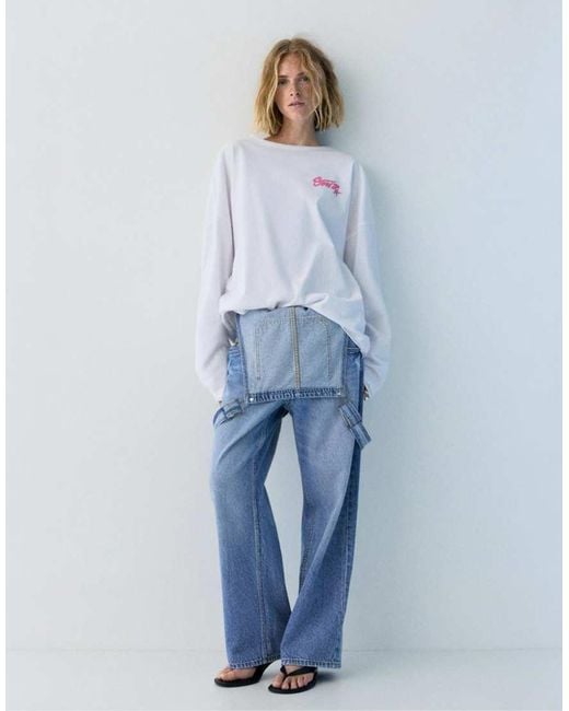 Pull&Bear White Stwd T-shirt With Seams