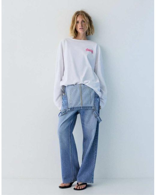 Pull&Bear White Stwd T-shirt With Seams