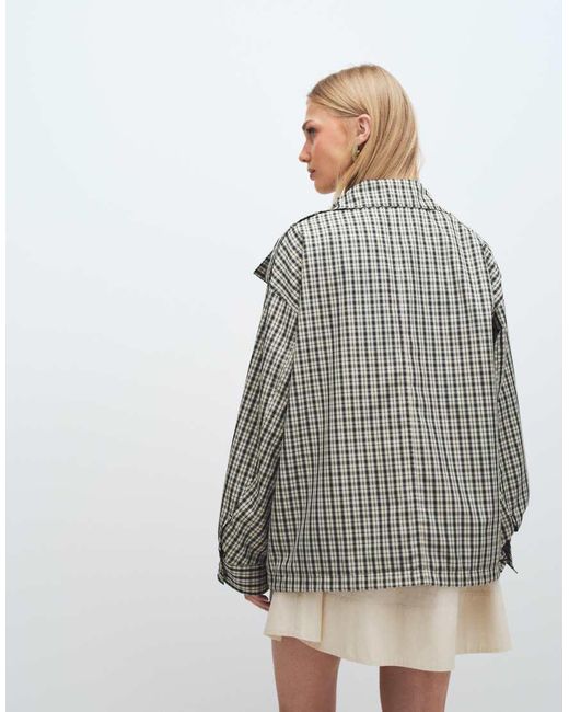 ASOS Gray Funnel Neck Button Front Trench Jacket