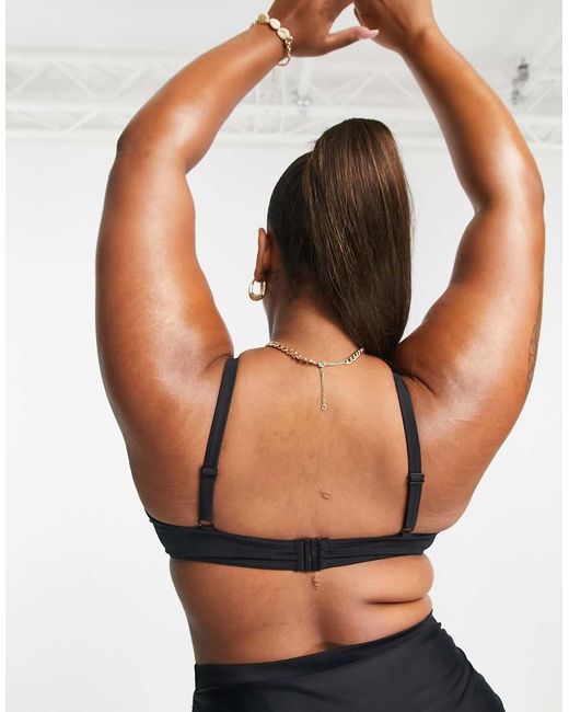 ASOS Black Asos Design Curve Maya Mix And Match Step Front Underwired Bikini Top