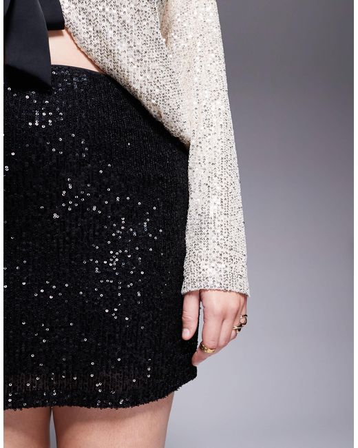 ASOS Black Asos Design Curve Sequin Mini Skirt