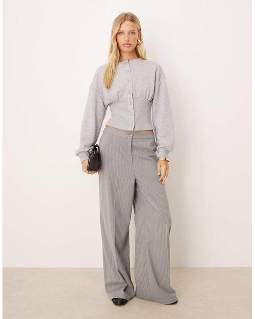ASOS Gray Cinched Sweat Button Through Top