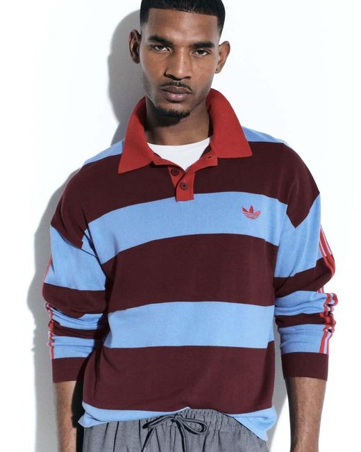 adidas Originals x ASOS Red Knit Rugby Polo Shirt for men