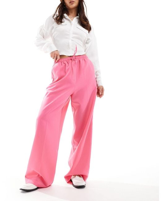 ASOS Pink Pull On Trouser With Piping