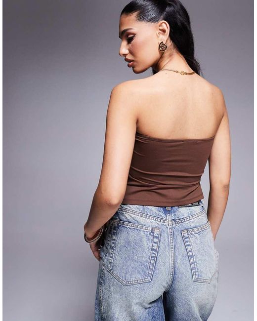 ASOS Blue Premium Polyamide Slinky Bandeau Top