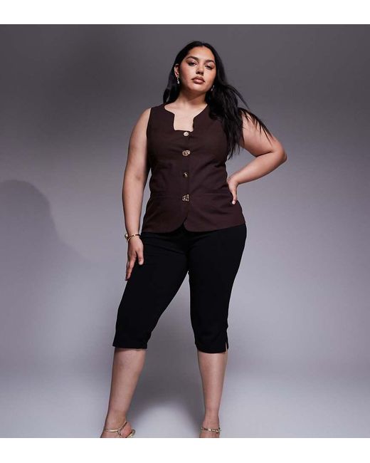 ASOS Black Asos Design Curve Capri Trousers With Side Split