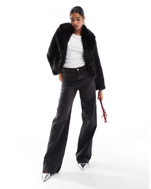 Threadbare Black – mantel aus kunstpelz