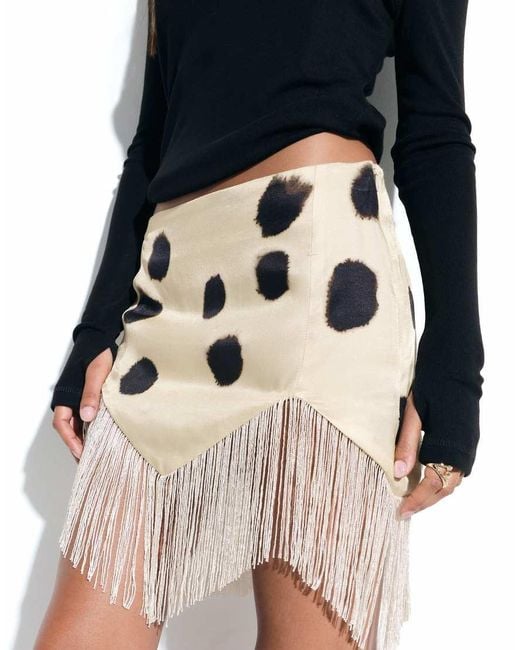 ASOS Black Satin Low Rise Fringe Mini Skirt