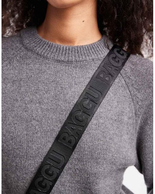 Baggu Black Medium Nylon Crescent Crossbody Bag