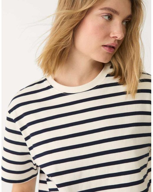 Stradivarius Gestreept T-Shirt Van Zware Stof Met Rechte Pasvorm in het White