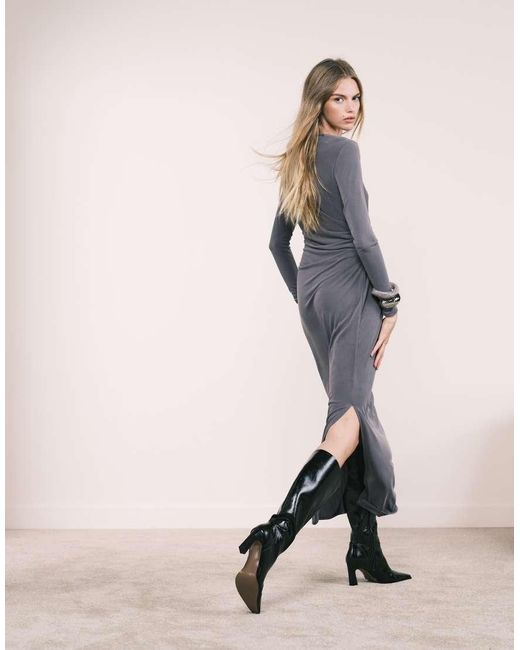 ASOS Multicolor Modal Long Sleeve Drape Maxi