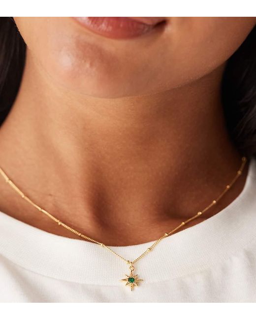 Collana Placcata 18 K Con Ciondolo A Forma Di Stellina Con Pietra Effetto Smeraldo di Orelia in Brown