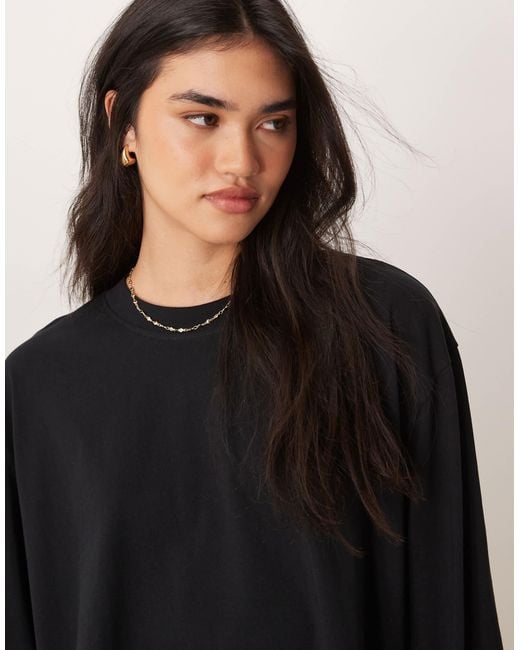 ASOS Black Long Sleeve Boxy Cropped T-shirt