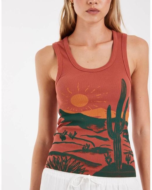 ASOS White Scoop Neck Vest With Desert Graphic