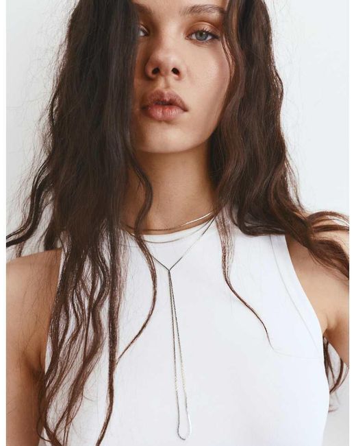 Pull&Bear Brown Lariat Necklace