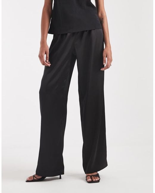 ONLY Black Satin Pull On Trousers