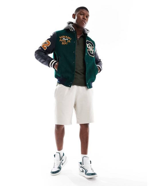 Bomber à capuche avec écussons style universitaire - sapin froncé Superdry pour homme en coloris Gray