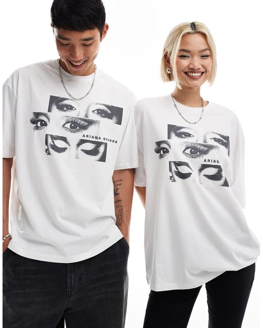 T-shirt unisex bianca oversize con stampa di ariana grande su licenza di ASOS in White