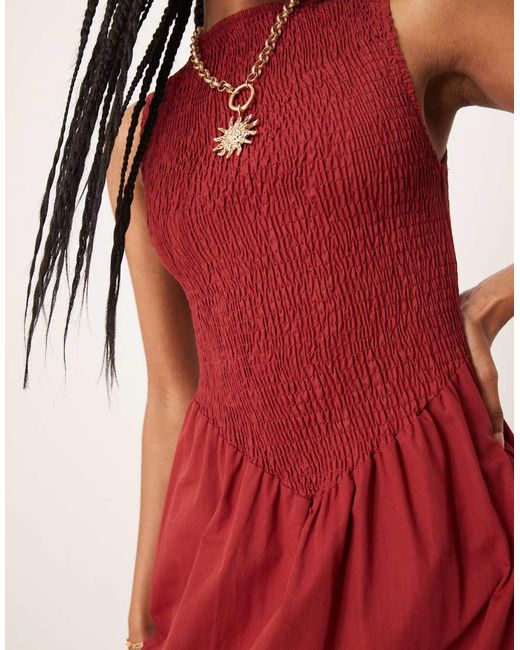 Vestito Lungo Con Corpino Increspato di ASOS in Red