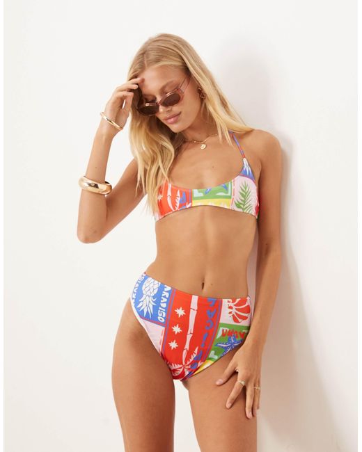 ASOS Multicolor – trinny – bikinioberteil mit paradiso-muster und u-ausschnitt
