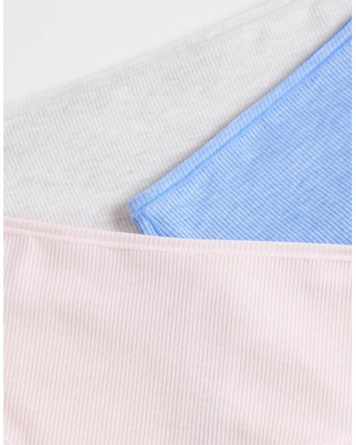 ASOS Blue 3 Pack High Waist Rib Briefs