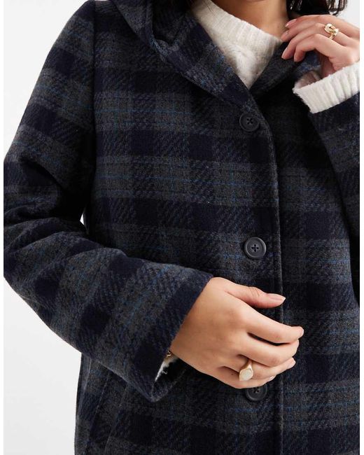 Mango Blue Teen Tailored Hooden Coat