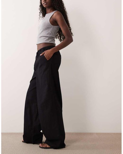 ASOS Black Linen Look Pull On Trousers