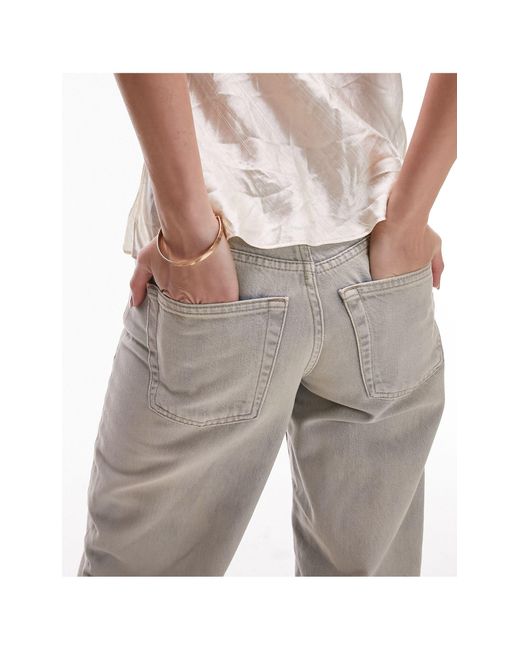 TOPSHOP Gray Ember Low Rise Wide Leg Jeans