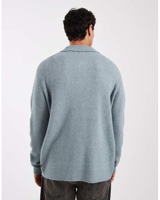 Levi's Blue Button Down Polo Knitted Cardigan for men